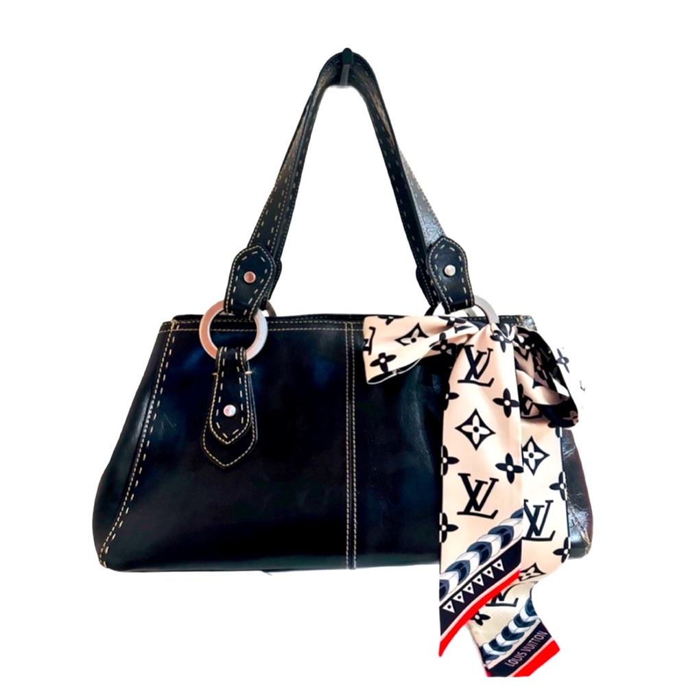 Fossil Black Shoulder Bag with Patterned Scarf